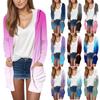Women's Fashion Casual Gradient Printed Long Sleeve Hooded Mid-Length Cardigan Jacket