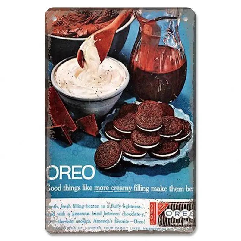 Винтажная металлическая табличка "Шоколадный торт" Вкусный десерт Жестяной знак для кофейни Пекарни Ретро Настенный декор Домашний декор Постер П