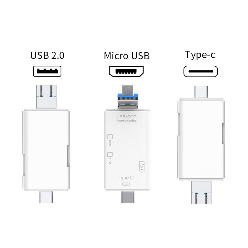 6-в-1 SD USB Type C Картридер USB 2.0 TF/Micro SD Smart Memory OTG Флеш-накопитель Картридер Адаптер