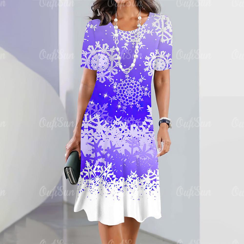 2025 New Women's Dresses Graphic  Print Elegant & Beautiful Midi Dresses Plus Size Female Summer One-piece Dress