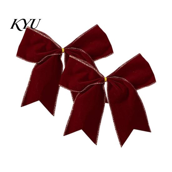 Decorative Velvet Ribbons 2Pcs Christmas Tree Bow Decors, Fabric Holiday Wreath Hanging Ornament Retro Ornaments for Home, Festive Garland Wedding