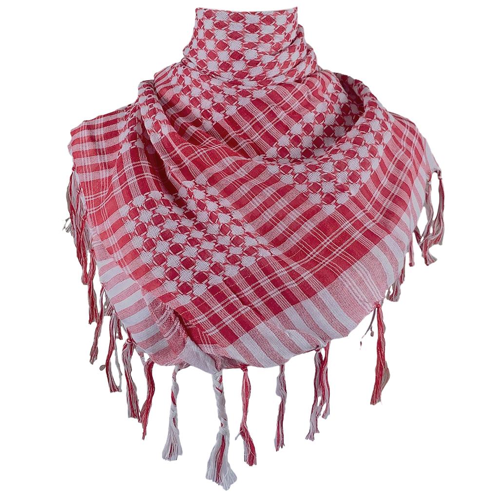 Shemagh Desert Scarf Colorblock Houndstooth Pattern Arab Keffiyeh Shawl Wrap with Tassels Scarves Bandana Head Wraps