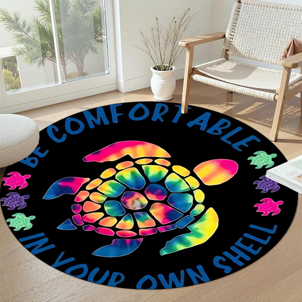 Sea Turtle Round Carpet Design for Game Room Dormitory Bedrooms Study room Antislip Round Carpet Decorate Offices Birthday Christmas Gift