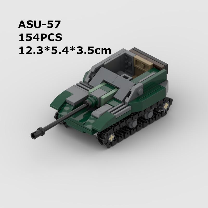 Конструктор MOC Модель Танка Военная Серия T-14 ВОВ Маус Тяжелый Танк ASU-57 Сборная Игрушка для Мальчиков Подарок