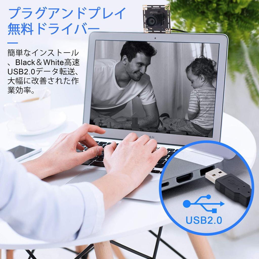 ELP Global Shutter Monochrome USB Camera 1 Million Pixels High Speed 60fps Черно-белая веб-камера HD 720P UVC Компьютерная веб-камера Широкоугольный 100