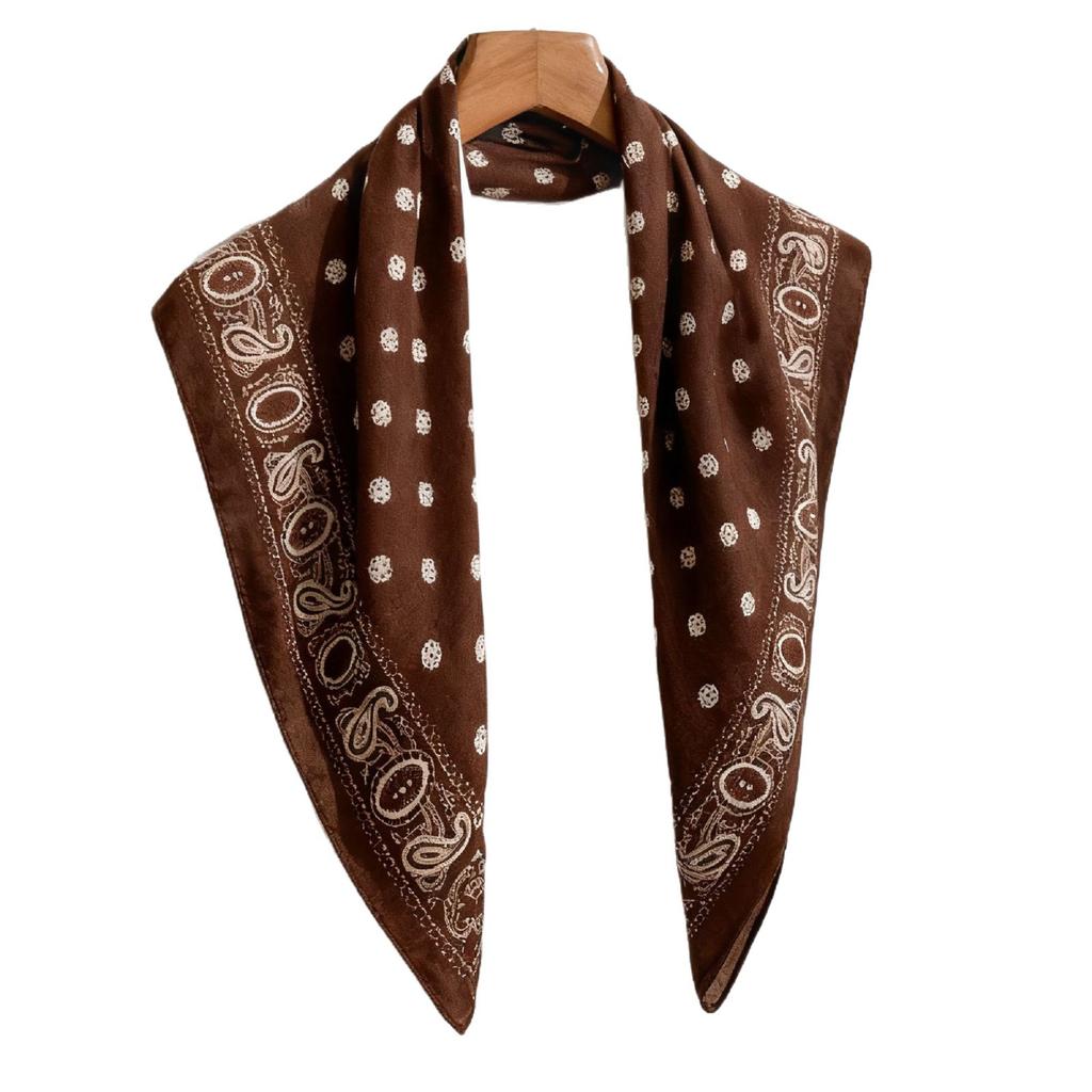 Cashew velvet cotton and linen square scarf spring autumn and winter new versatile silk scarf headscarf waist scarf fart curtain triangle scarf ad