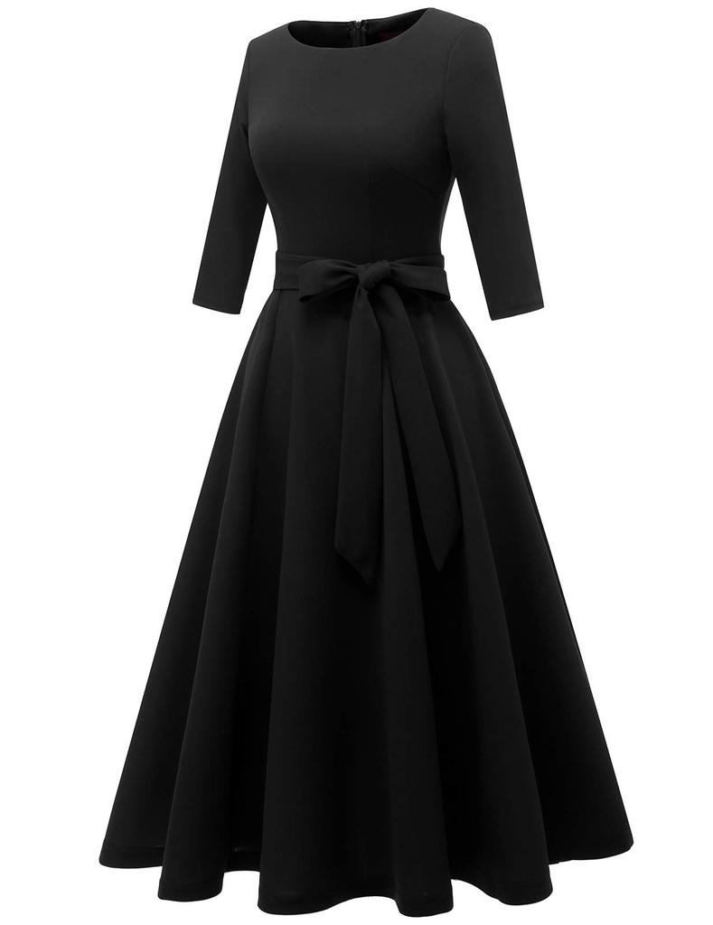 Large Party Wedding XL Size A-line Dress, Size, Loose, Mid-length Dress, Women's, Dress, Dress, Casual, Pretty, Stylish, Black,