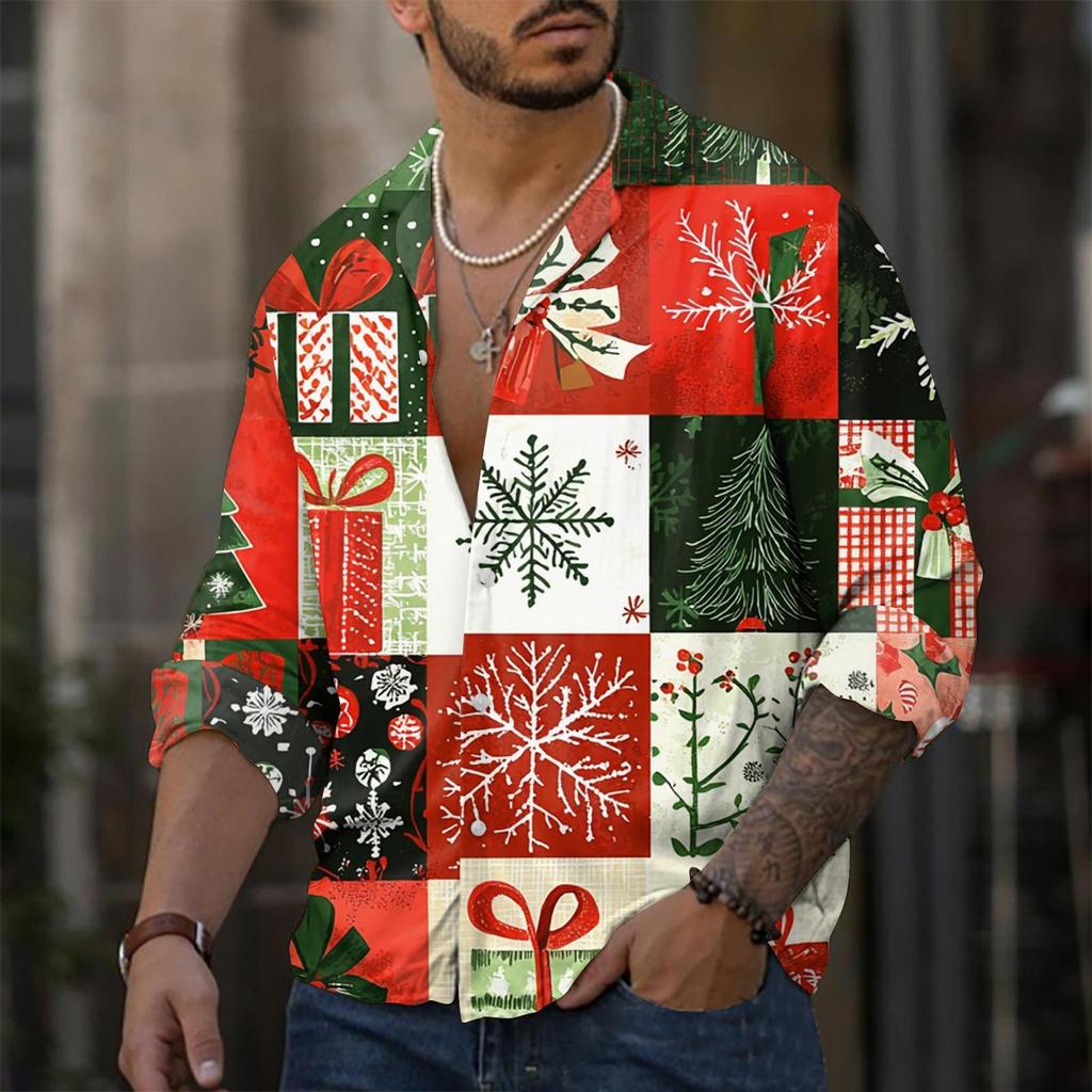 Men'S Casual Loose Fitting Long Sleeved Shirt Fashionable Lapel Shirt Top