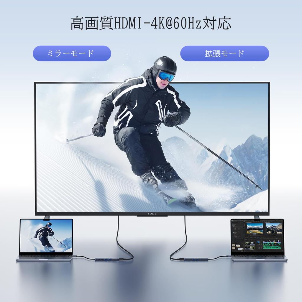 RayCue 7 в 1 USB C-концентратор USB C на HDMI GEN1 и высокоскоростная передача данных 5 Гбит/с Данные 4K HDMI 100 Вт PD Fast SD-карта совместима с iPhone Splitter, 2USB