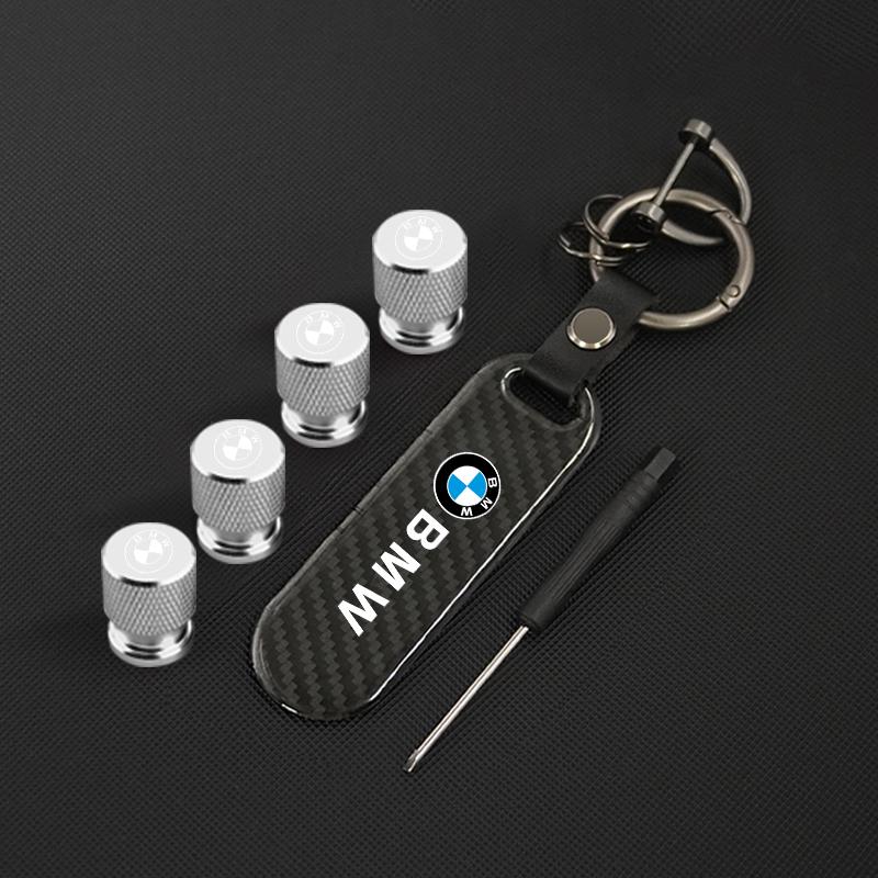 Carbon fiber Tire Valve Stems Cap Keychain Style Wheel Air Valve Cover For BMW X1 X2 X3 X4 X5 X6 X7 GT E53 E70 E71 F25 E84 M