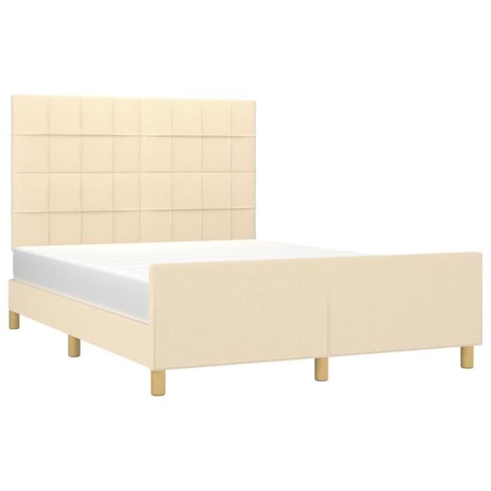 VidaXL Cadre de lit avec tête de lit Crème 140x190 cm Tissu 3125054