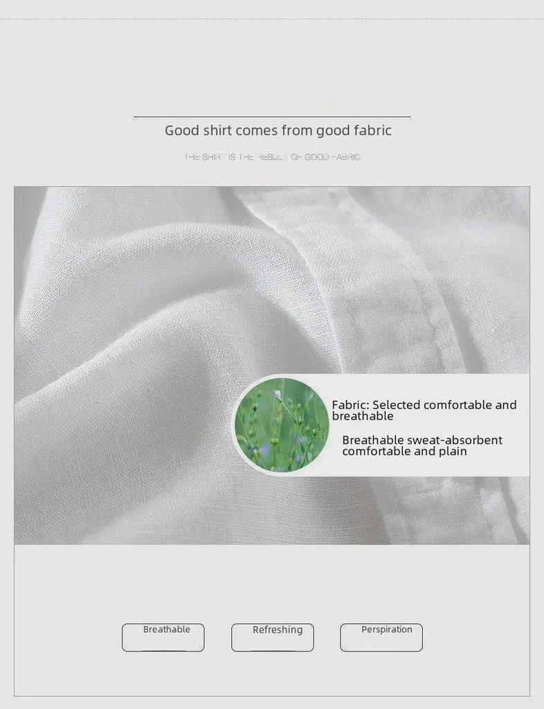 Men's Lightweight Summer Linen Shirt Jacket - Sun Protection, Thin, Long-Sleeved Casual Cotton Blend Top