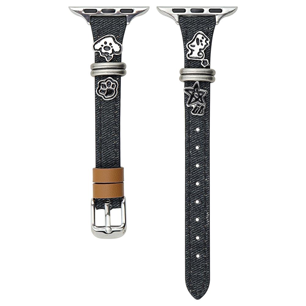 Watch Band for Apple Watch Series 11 10 42mm/9 8 7 41mm/SE3 SE2 SE 6 5 4 40mm/3 2 1 38mm Puppy Decor Denim Strap
