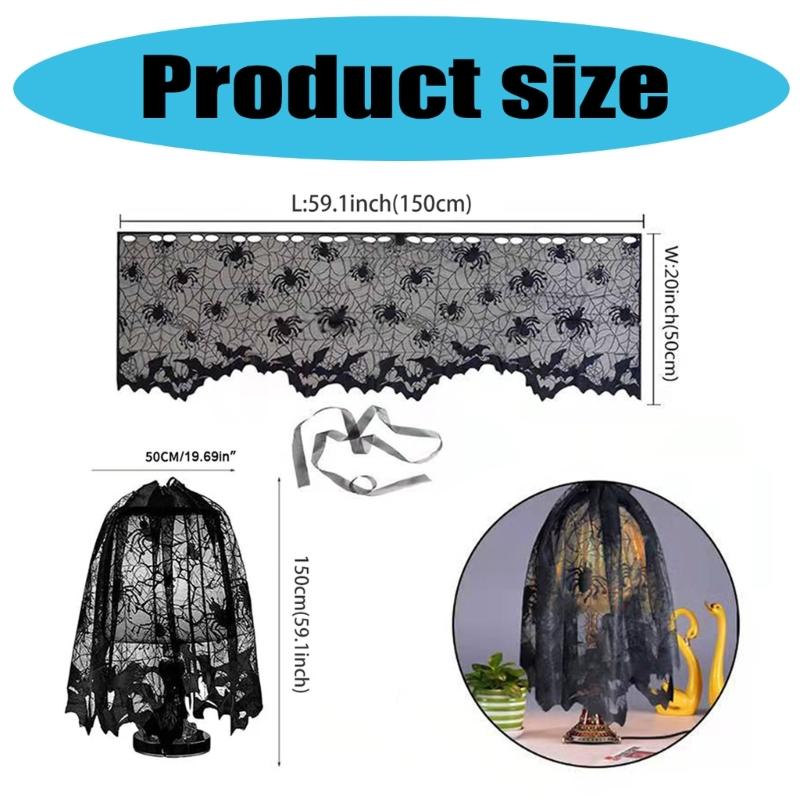 Готика Прозрачные Черные Кружева Абажур Оконная Панель Абажур для Приватности Шарф Для Дома Украшения для Приватности 19,69x59,1 дюйма