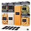 7pcs Sealed Food Storage Containers Bulk Jar Set for Cereal Plastic Organizer Kitchen Box Refrigerator Airtight Pantry Canister