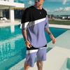 European and American Summer Men's Trend Casual Beach Style High-quality 3D Digital Printed T-shirt and Shorts Set