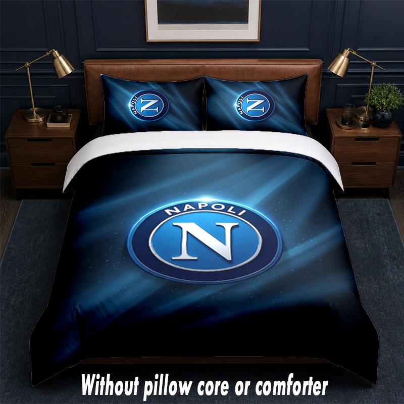 Napoli FC Design Bed Bedding Set 1 Duvet Cover + 2 Pillowcases Soft Breathable Household Bed Linens