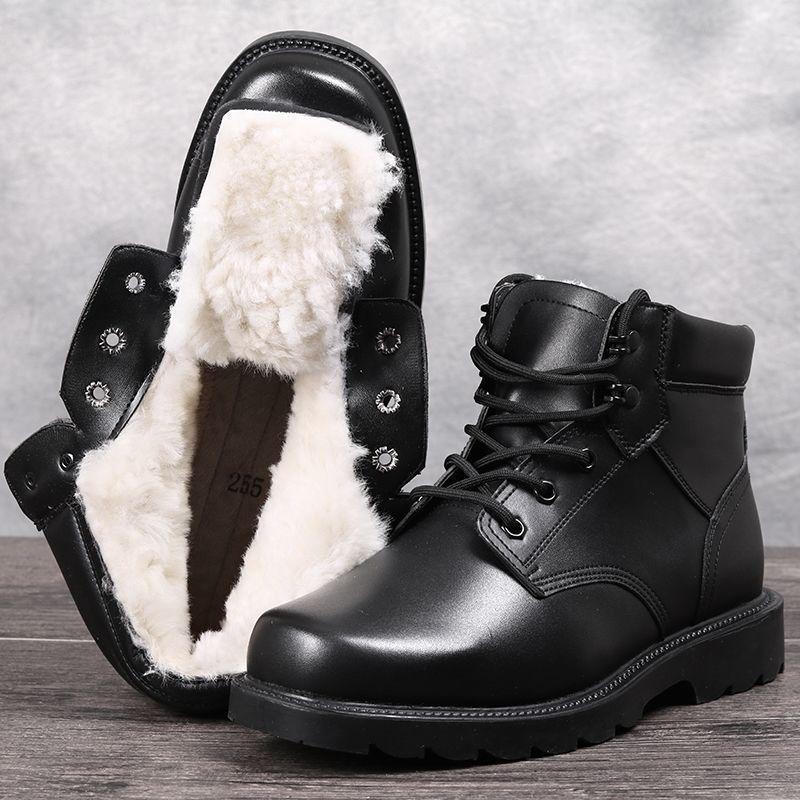 Мужские зимние хлопковые ботинки с шерстяной подкладкой — теплые зимние ботинки в стиле милитари для активного отдыха