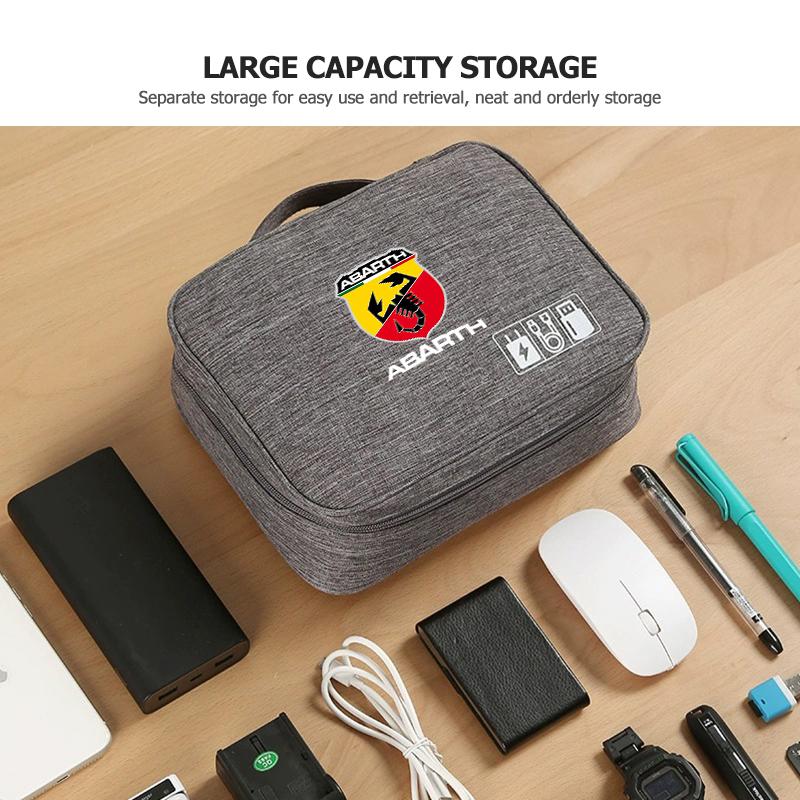 Car Travel USB Cable Storage Bag Hard Disk Charger Organizer For Abarth FIAT 500 Ducato Stilo Palio UNO Astra Bravo Tipo mvpc3