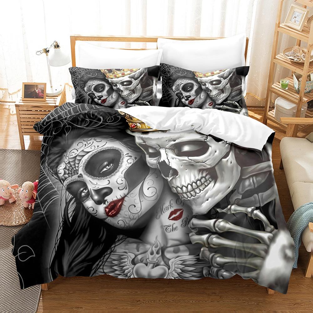 3D Printed Skull Print comforter setsHD Kids Adult Duvet Cover Pillow Case Home Bedding Set Bedroom Decoration Gift