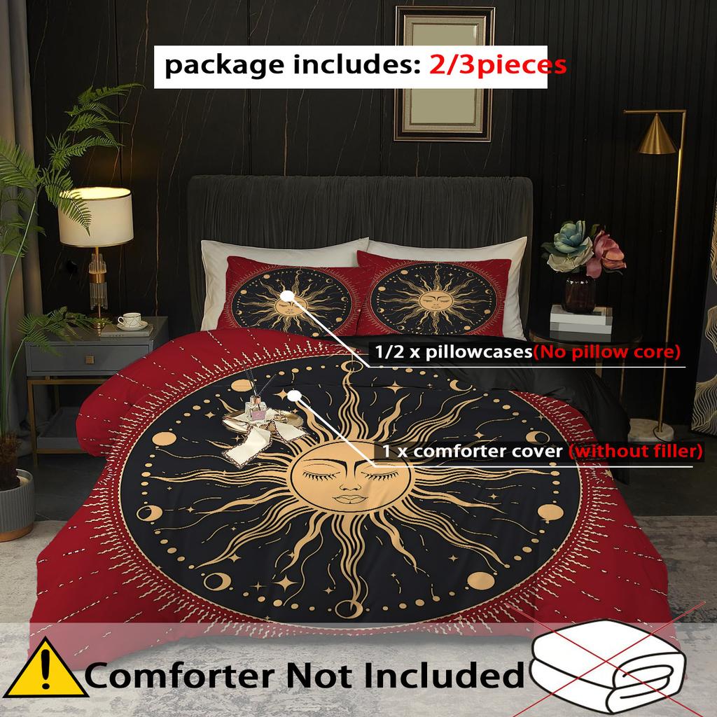 Mysterious Sun Pattern 3d Printed Quilt Cover Set Bohemian Exotic Style Bedding Cover Polyester Soft Comfortable Duvet Cover Set