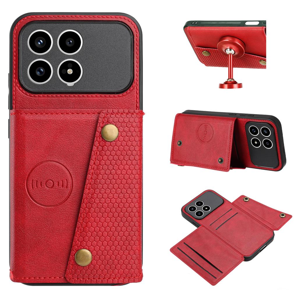 Чехол для телефона Xiaomi Poco F8 Pro / Redmi K90 5G со слотами для карт, подставкой, из кожи + ТПУ