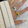 Korean Style Blue Eye Finger Buckle Geometric Gothic Rings Retro Demon Eye Rings  Couple