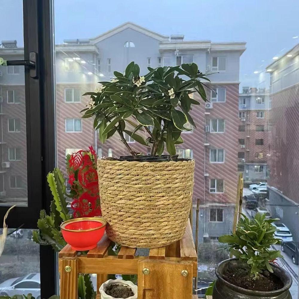 1 шт. Ротанг Солома Трава Плетеное Кашпо для Сада Террас Плетеная Корзина для Растений и Цветов