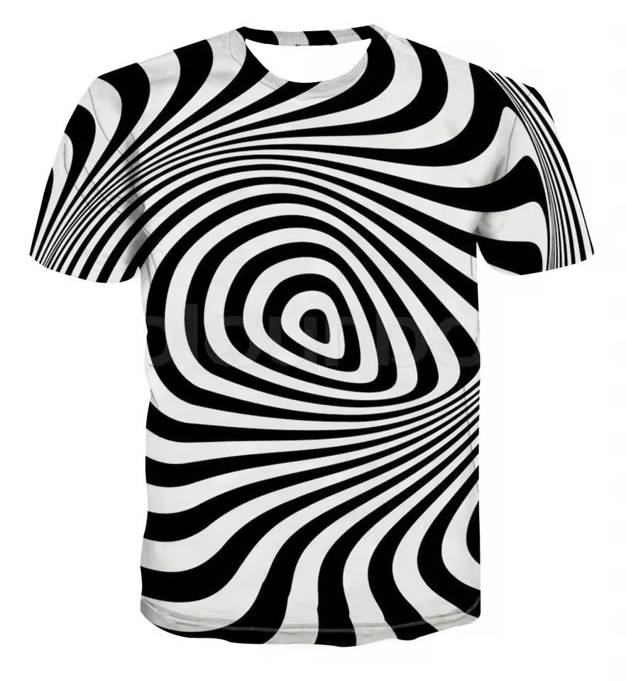Футболка с принтом Vertigo Hypnosis 3D, мужская и женская модная футболка, летняя повседневная абстрактная рубашка с короткими рукавами