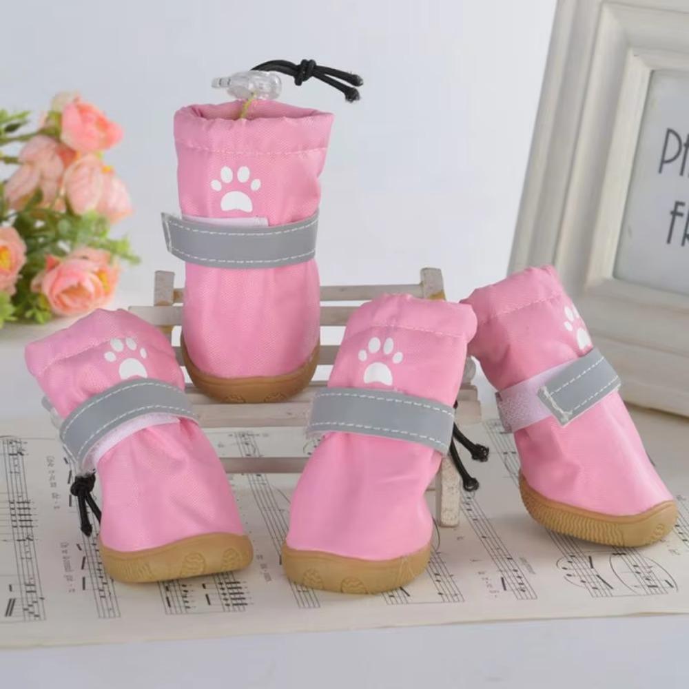 4pcs/set Anti-slip Puppy Booties Waterproof Pet Rain Shoes Pet Dog Shoes Small Medium Dog