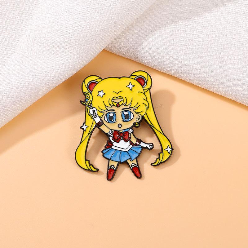 Anime Peripheral Brooch Sailor Moon Hare Cartoon Cute Girl School Bag Decoration Dripping Oil