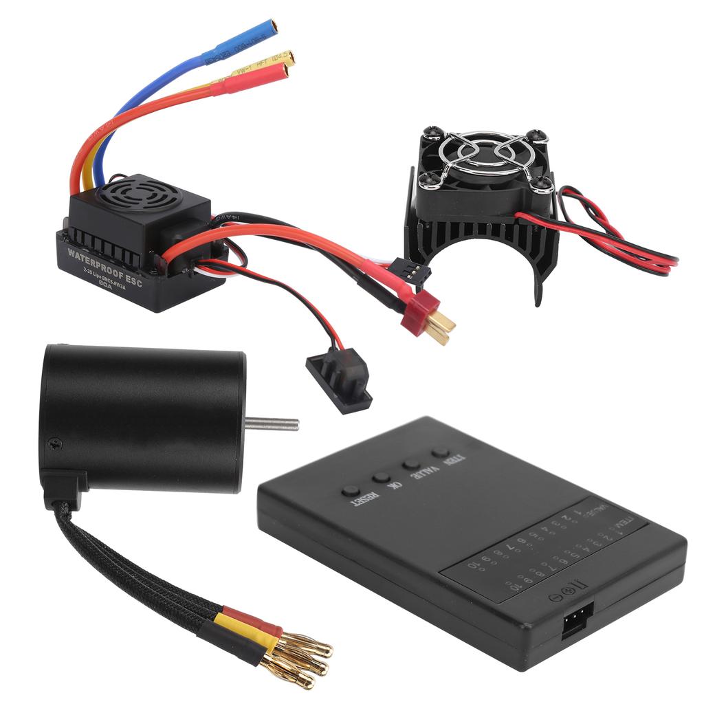 3650 4500KV Brushless Motor 60A ESC Programming Card Heat Sink Combo Set for 18 110 RC Car