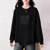 DIMANAF 2025 Plus Size Women Hoodies Shirts Autumn T-shirt Long Sleeve Loose Casual Tops Tees Black