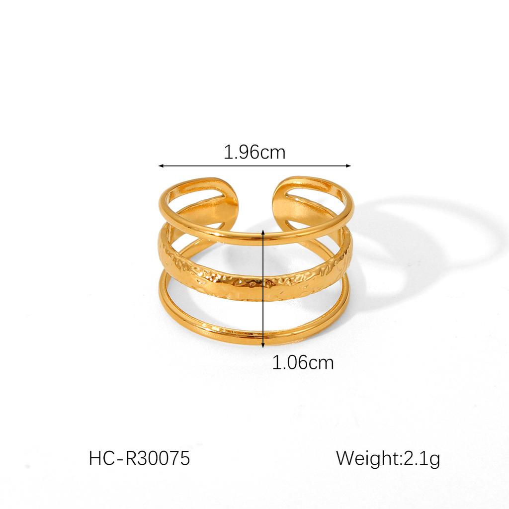 Титановое Стальное Кольцо Трехслойное Линия Открытое Кольцо 18K Золото Нержавеющая Сталь Полоса для Женщин Невыцветающее