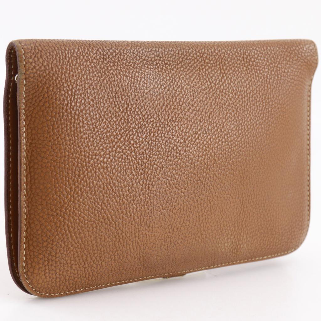 HERMES Dogon Purse gold Brown Taurillon Clemence unisex Used