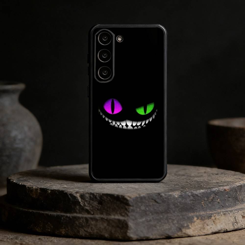 C-Cheshire Cat Cool Eye Alice Phone Case For Samsung Galaxy A13,21s,22,31,32,52,53,71,72,73,Soft Black Cover