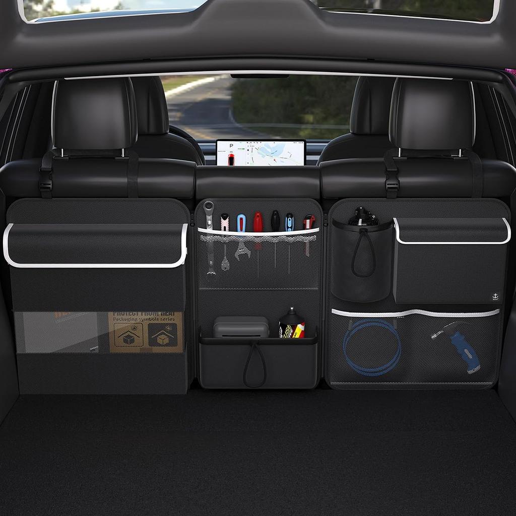 Back Seat Trunk Organizer Hanging Car Organizer Trunk Foldable Cargo Storage With 7 Large Pockets