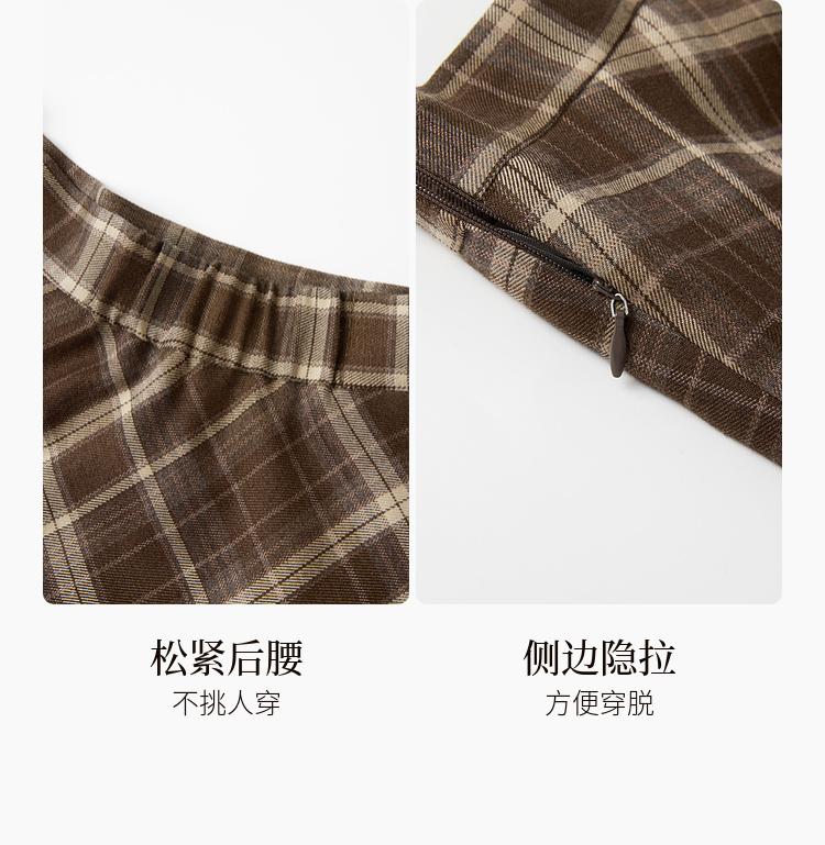 Unique and irregular high waisted plaid skirt