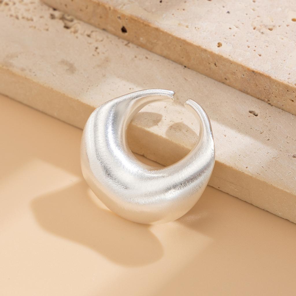 Jewelry Ins Wind Exaggerated Curved Curved Ring, Simple Brushed Niche Open Ring Jewelry