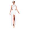 Womens Backless Bodysuit Dress Sequined Top Mesh Skirt Integrated Short Bottom Dance Wear