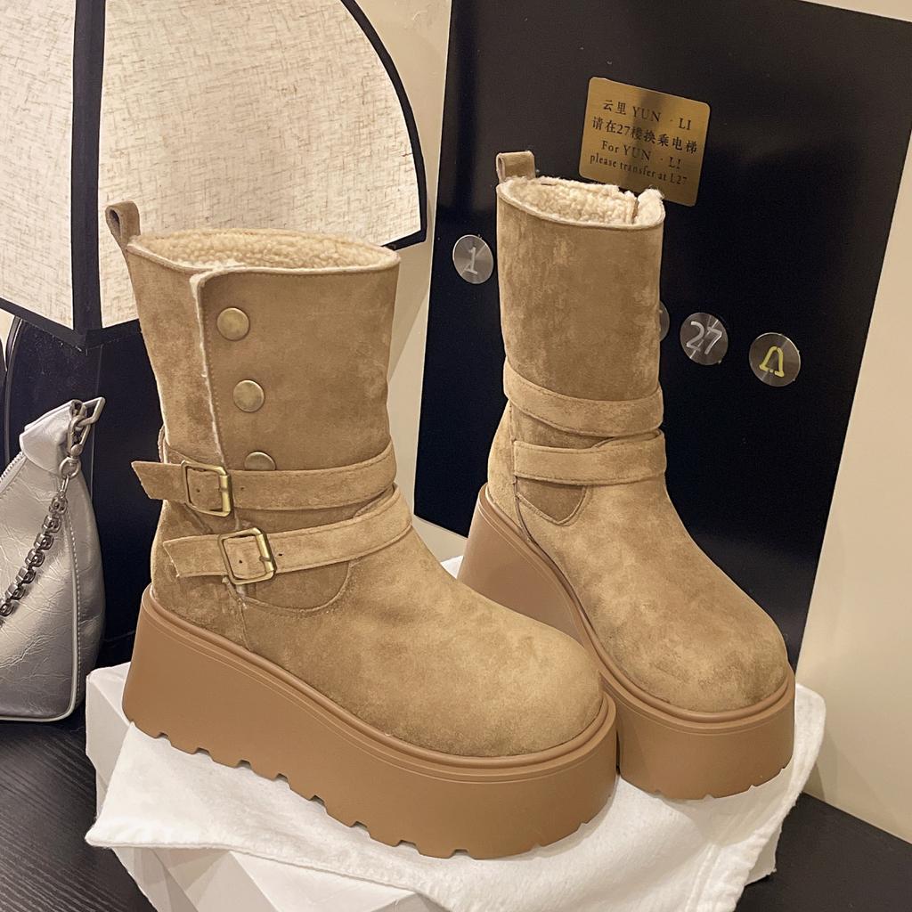 7026-2 зимние ботинки на толстой подошве, ботинки Мартина двойного ношения, женские 2025, зимние новые бархатные модные короткие ботинки, нескользящие зимние ботинки