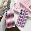 Чехол для мобильного телефона в красно-синюю полоску для Samsung Galaxy S25 S24 S23 S22 S21Plus FE Ultra Прозрачный Цветной Чехол Роскошный Смартфон