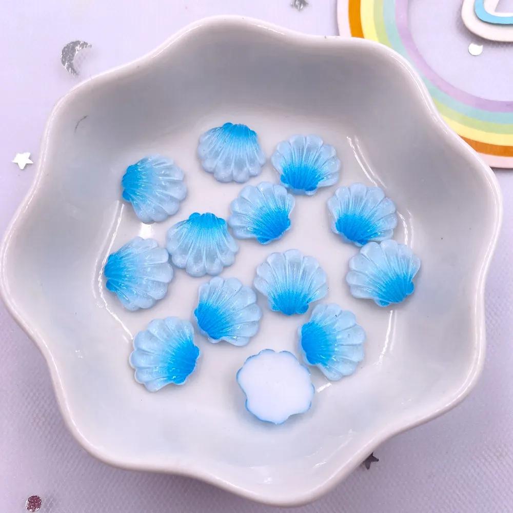 50pcs Glitter Mixed Resin Mini Colorful Mermaid Tail Shell Starfish Seahorse Conch Flatback Figurines Rhinestones Nail Art DIY Scrapbook Accessories