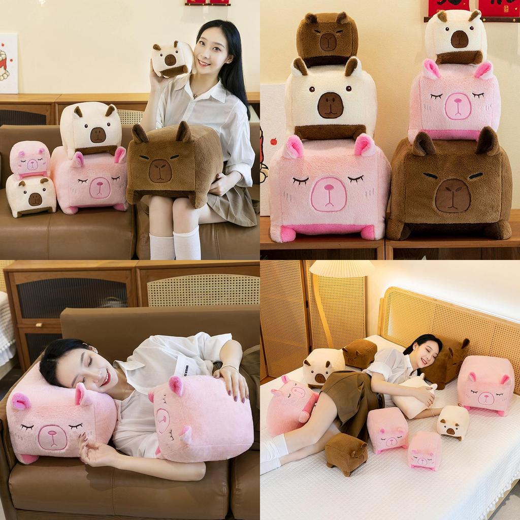 Мягкая Очаровательная Плюшевая Игрушка Капибара Коричневая Розовая Бежевая Идеально Подходит Для Обнимания