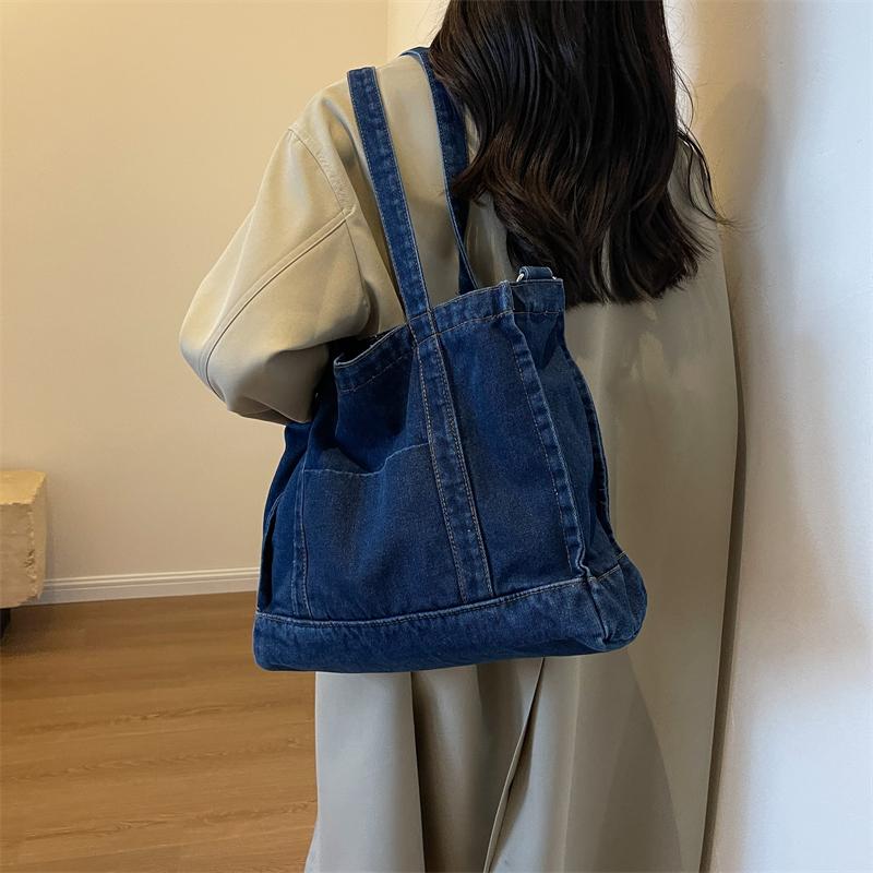 Джинсовая большая сумка Женская сумка через плечо Повседневная сумка через плечо