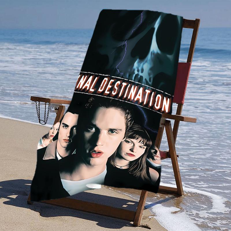 proof beach towel with a Final Destination Bloodlines1 pattern - soft,absorbent,quick-drying,machine washable - perfect for swimming,camping,bathing