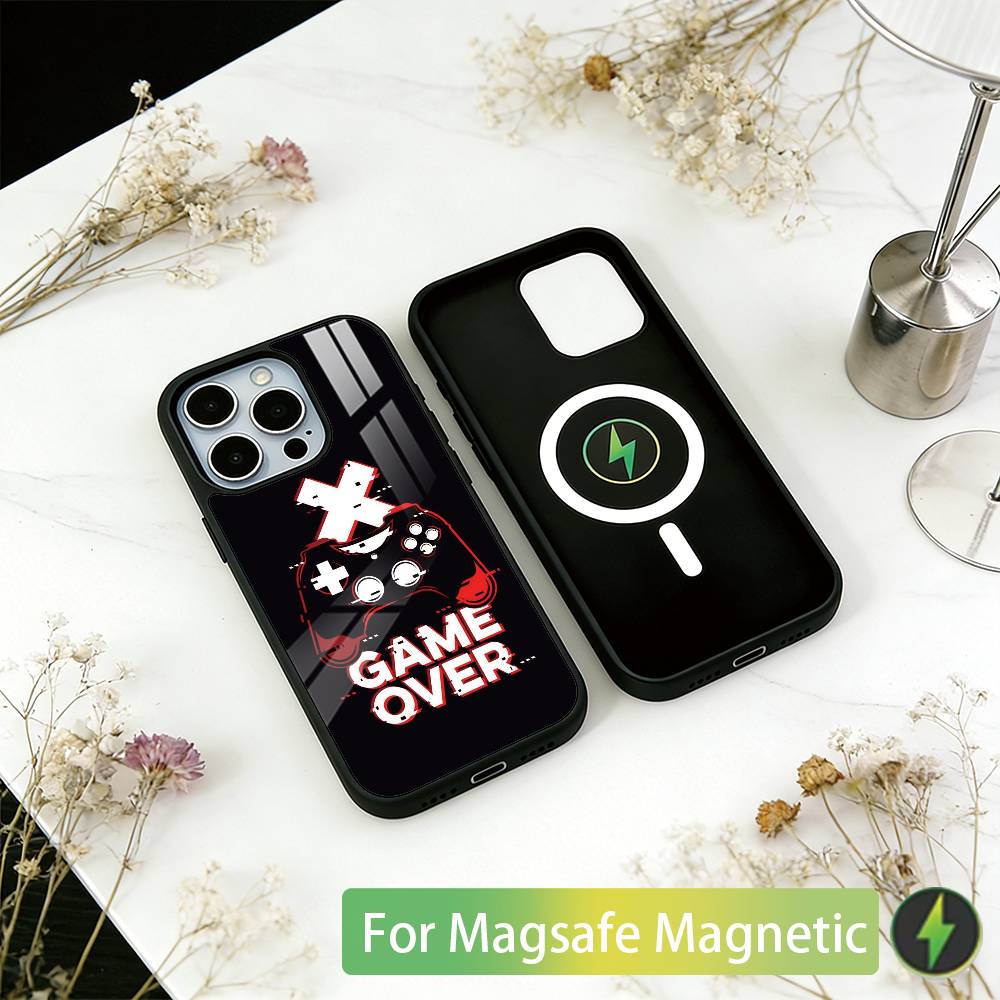 Чехол для телефона с графикой игрового контроллера для iPhone 17, 16, 15, 14, 13, 12, 11 Plus, Pro, магнитный с беспроводной зарядкой Magsafe