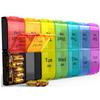 Large Size 7 Days Pill Organizer with Daily Twice Dose Compartments Durable PP Material Vitamin and Medication Dispenser for Weekly Storage