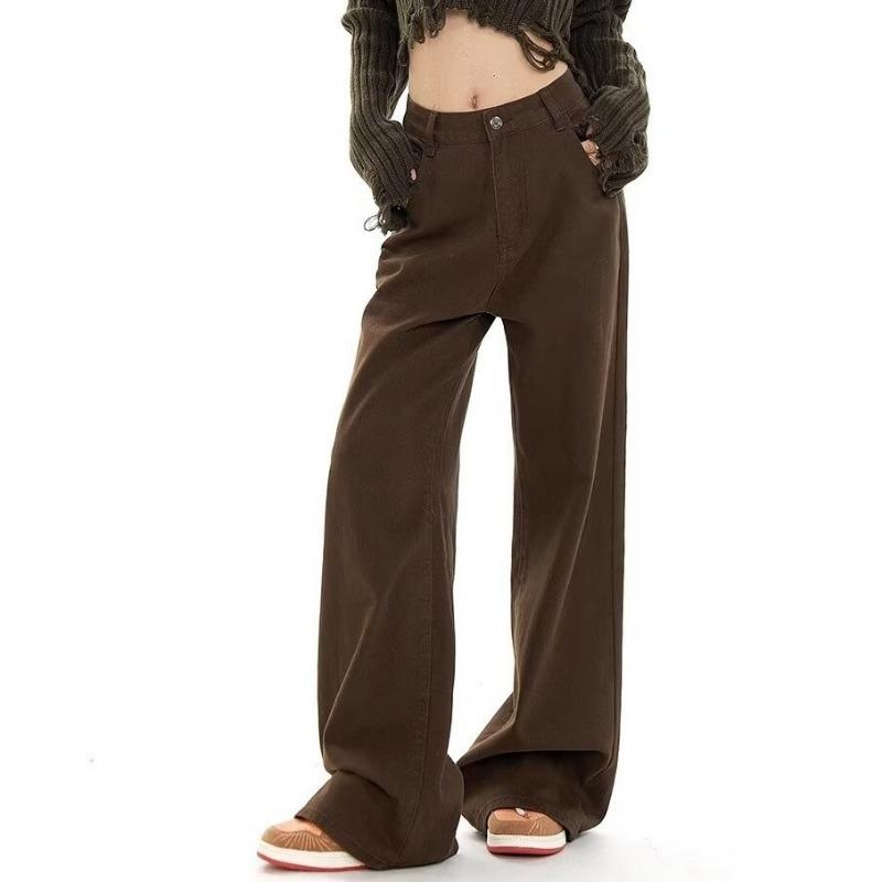 Новые осенние повседневные джинсовые брюки прямого кроя с высокой посадкой для женщин