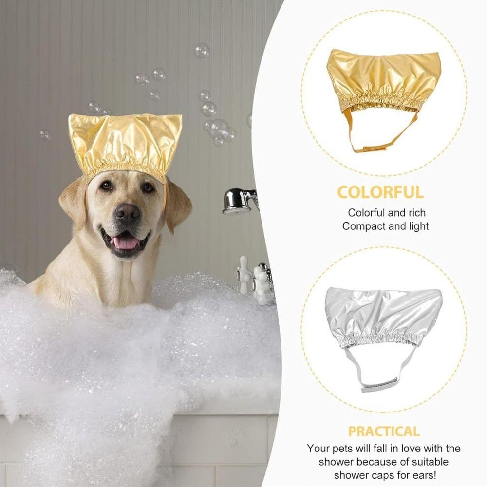 Pet Supplies Waterproof Pet Bathing Cap Reusable Breathable Cat Shower Cap Elastic Headgear PU Dog Earmuffs Small Pets